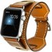 Curea iUni compatibila cu Apple Watch 1/2/3/4/5/6/7, 44mm, Cuff, Piele, Maro